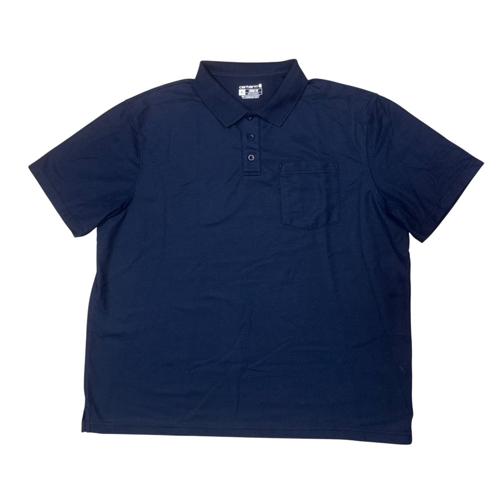 Carhartt Men's Loose Fit Navy Short Sleeve 1/4 Button Up XL